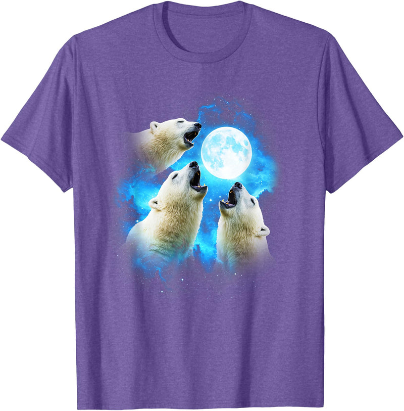 Animals howling blue 3 Polar Bear Howling at the Moon Colorful Blue T-Shirt - Purple Heather