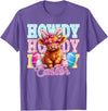 Highland Cow Easter Cute Western Farm Apparel Howdy Easter Cute Highland Cow Bunny Ears Western Easter T-Shirt - Purple