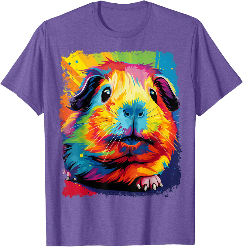 PopArt Pet Animal Prints A Guinea Pig T-Shirt - Purple Heather