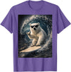 White Bear Surfing Waves Funny Animal Apparel Funny Polar Bear Surfer Catching Waves | Shaka Funny Animal T-Shirt - Purple Heather