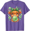 St. Patricks Day Highland Cow Blowing Bubblegum Celebrate St Patricks Day T-Shirt - Purple Heather