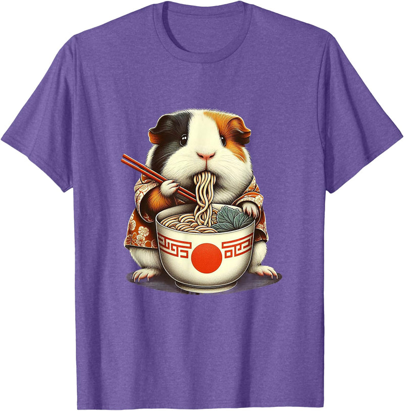 Kawaii Artwork Co Japanese Guinea Pig Ramen Kawaii Neko Japanese Noodles Aesthetic T-Shirt - Purple Heather