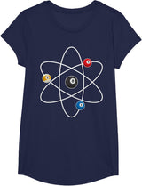 Cool Billiard Design For Men Women Atom Cue Ball Sport Game T-Shirt - Girls Navy Blue