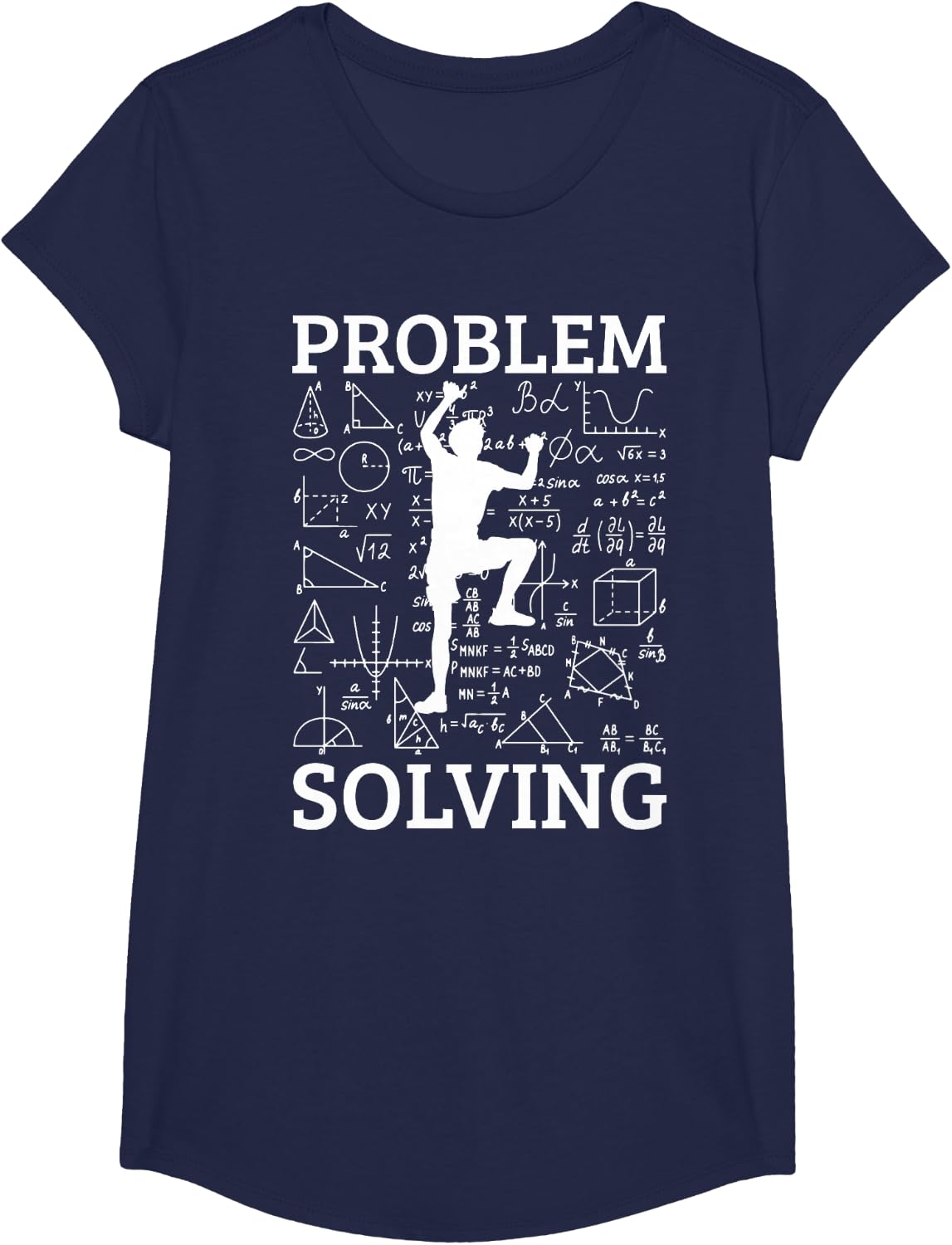 Climbing Problem Solving Rock Climber Bouldering Climb Wall T-Shirt - Girls Navy Blue