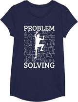 Climbing Problem Solving Rock Climber Bouldering Climb Wall T-Shirt - Girls Navy Blue
