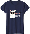 funny Mama Llama Co. Mama Llama, llama wearing sunglasses gift for women T-Shirt - Navy Blue