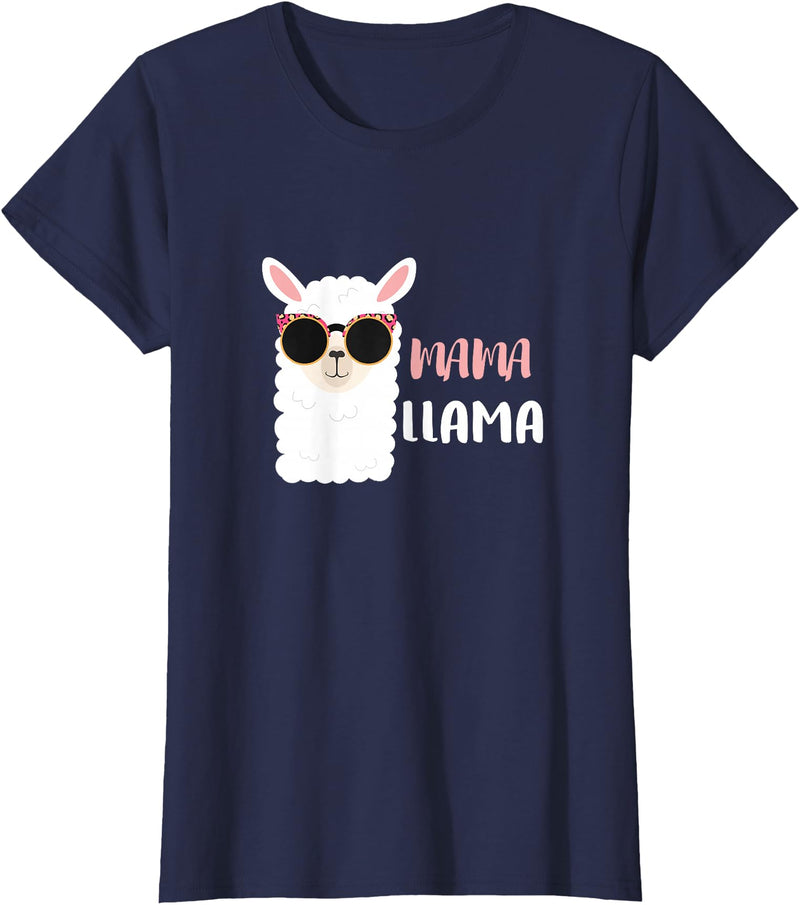 funny Mama Llama Co. Mama Llama, llama wearing sunglasses gift for women T-Shirt - Navy Blue