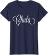 The Spanish Cow Women's Chula Spanish Cute Black X-Small Modern Letter Print T-Shirt - Navy Blue