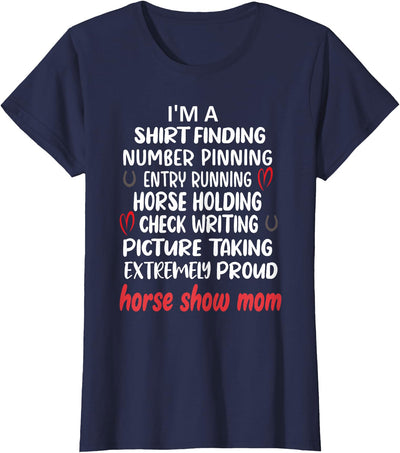 Proud Horse Show Mama Horse Show Mom Definition T-Shirt - Women's Black X-Small Classic Fit Short Sleeve Cotton Polyester Modern Lace Embellishment Mother's Day