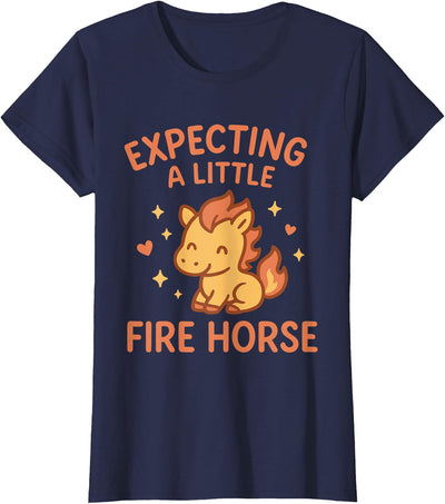 Chinese Zodiac Baby Shower Gifts Lunar New Year Expecting A Little Fire Horse Cute Funny Maternity T-Shirt