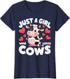 Cows for awesome Girls Farmer Cute Cow Just a Girl Who Loves Cows T-Shirt - Navy Blue