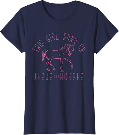 We Love Horses - Riding T-Shirts & Gifts Horses & Jesus - Christian Horseback Riding Gift T-Shirt