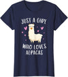 Cute Alpaca Llama Lover Clothing Gifts For Women Just A Girl Who Loves Alpacas Funny Alpaca Gifts for Girls T-Shirt - Navy Blue