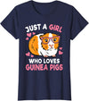 KATYLIN Just A Girl Who Loves Guinea Pigs Cute Women Girls Kids T-Shirt - Navy Blue