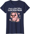 Pig Lover Shirts For Men Women Kids Just A Girl Who Loves Pigs Cute Hog Swine Toddler Girls Kids T-Shirt - Navy Blue