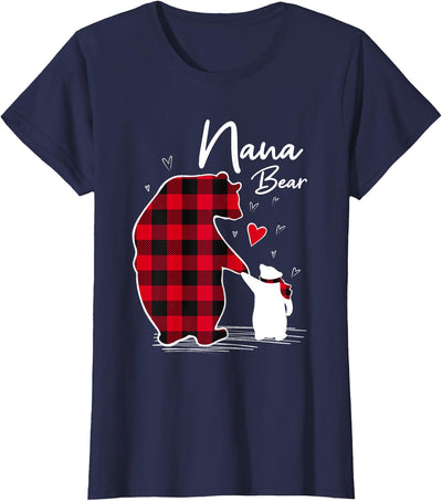 Family Bear Matching Christmas Buffalo Plaid Nana Bear T-Shirt