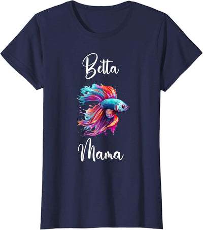 Betta Mom Betta Fish Mama - Women's X-Small Black Cotton Polyester Modern Humor V-Neck T-Shirt