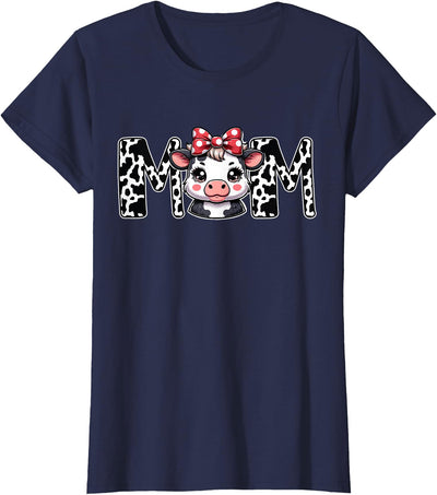Mom Cow Print Mama Mommy Cow Pattern Mother's Day T-Shirt