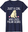 Polar Bear Lover Tees Just A Girl Who Loves Polar Bears T-Shirt Polar Bear Gift T-Shirt - Navy Blue