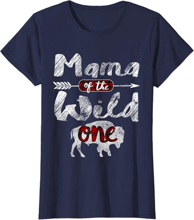 Cow Buffalo Plaid Mama of the Wild One American Bison T-Shirt