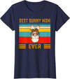 Best Bunny Mom Ever Leopard Print Rabbit Bandana T-Shirt in Navy Blue
