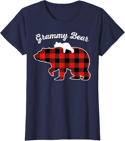 Red Buffalo Plaid Christmas Family Pjs Grammy Bear Flannel T-Shirt
