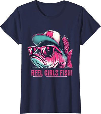 Reel Girl Fish Fishing Fisher Bass Fish T-Shirt
