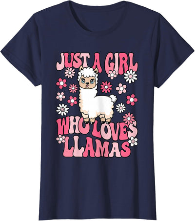 KATYLIN Just A Girl Who Loves Llamas Llama Lover Girls Kids T-Shirt