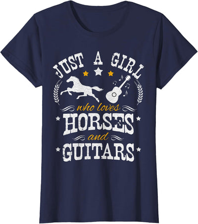 Horses & Guitars Apparel Horse Lover Tshirt Just A Girl Who Loves Horses & Guitars T-Shirt