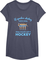Synchronized Skating If Easy Quote Skater T-Shirt - Girls Heather Blue