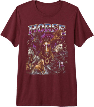 Horse Premium Tri-Blend T-Shirt - Burgundy