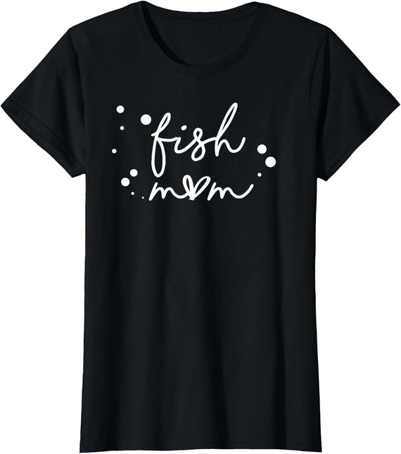 GO WITH THE PAW Fish Mom Aquarium Keeper Pet Lover Womens T-Shirt - Black