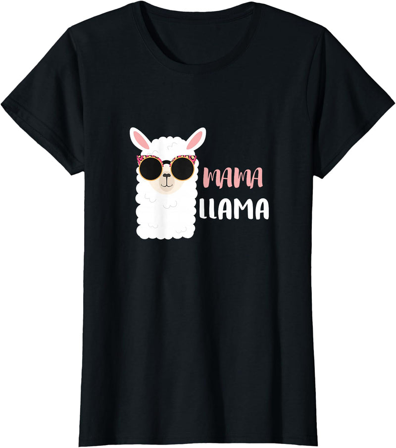 funny Mama Llama Co. Mama Llama, llama wearing sunglasses gift for women T-Shirt - Black
