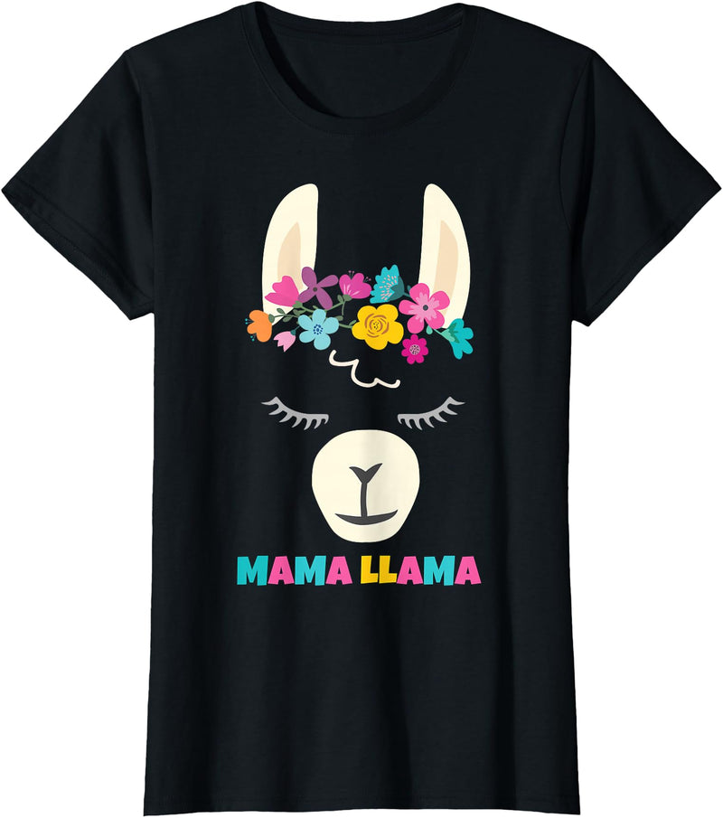 Llama Shirts & Alpaca Gifts Mama Llama Mom Christmas Birthday Mothers Day T-Shirt - Black