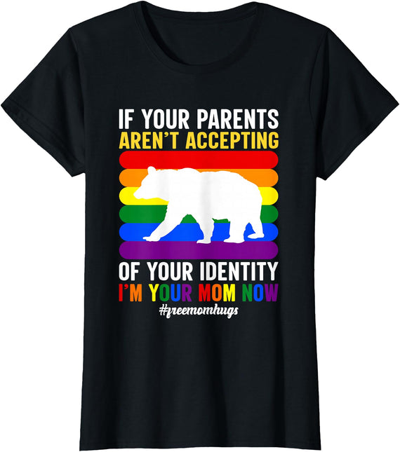 SOMMAS PRIDE Free Mom Hugs Proud Mama Bear Lgbt Gay Pride Lgbtq Parade T-Shirt - Black