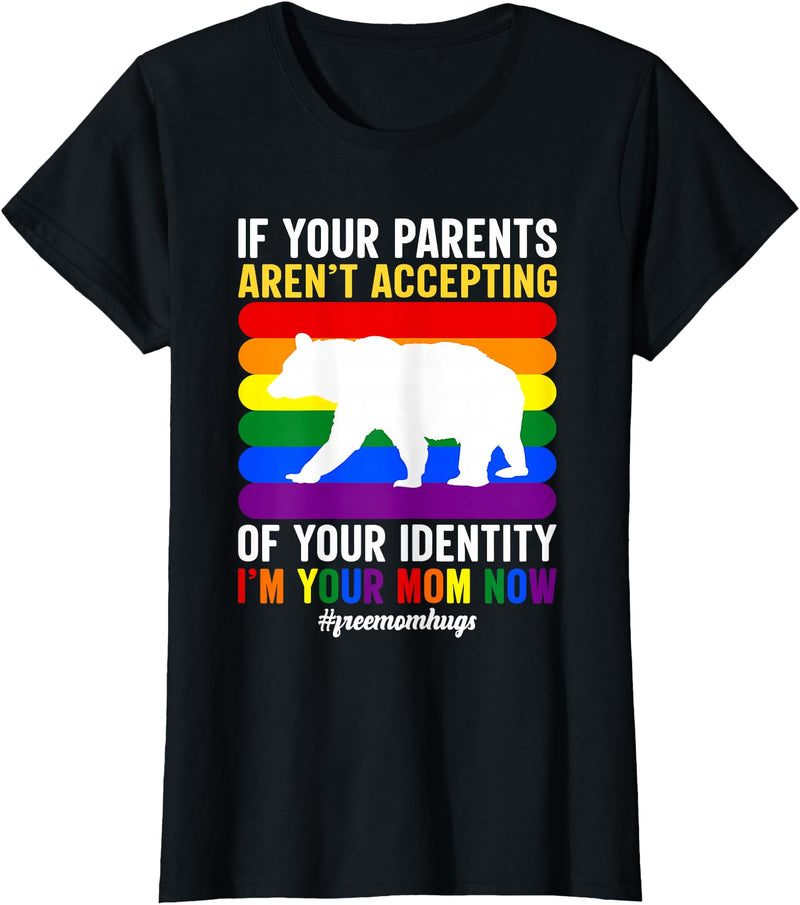 SOMMAS PRIDE Free Mom Hugs Proud Mama Bear Lgbt Gay Pride Lgbtq Parade T-Shirt - Black