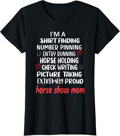 Proud Horse Show Mama Horse Show Mom Definition T-Shirt - Women's Black X-Small Classic Fit Short Sleeve Cotton Polyester Modern Lace Embellishment Mother's Day
