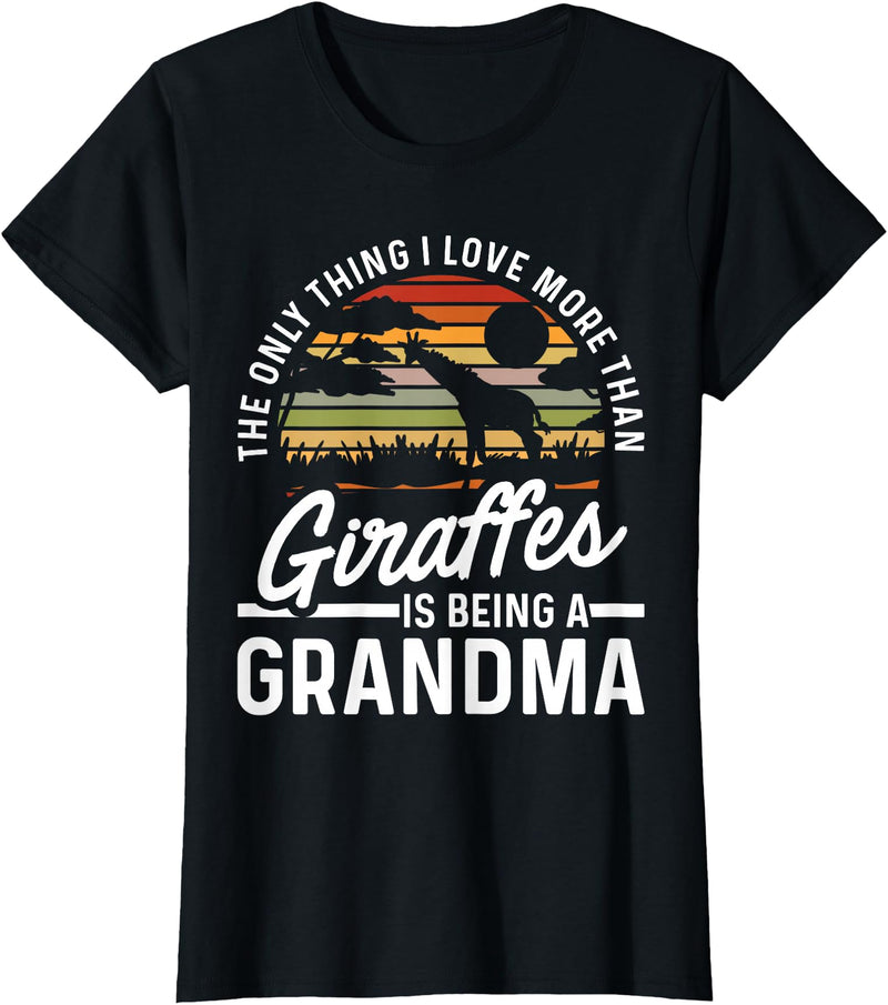 Giraffes Outfits For Grandmas Giraffe Grandma T-Shirt - Black