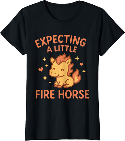 Chinese Zodiac Baby Shower Gifts Lunar New Year Expecting A Little Fire Horse Cute Funny Maternity T-Shirt