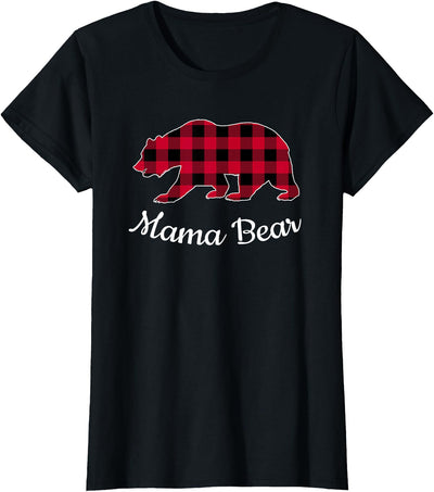 Mama Bear Pajama Red Buffalo Plaid T-Shirt