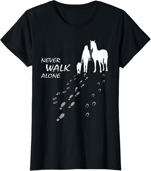 Grazy Dog - Doglover Hundeliebhaber Dog horse - never walk alone - horse fan dog lover T-Shirt - Black