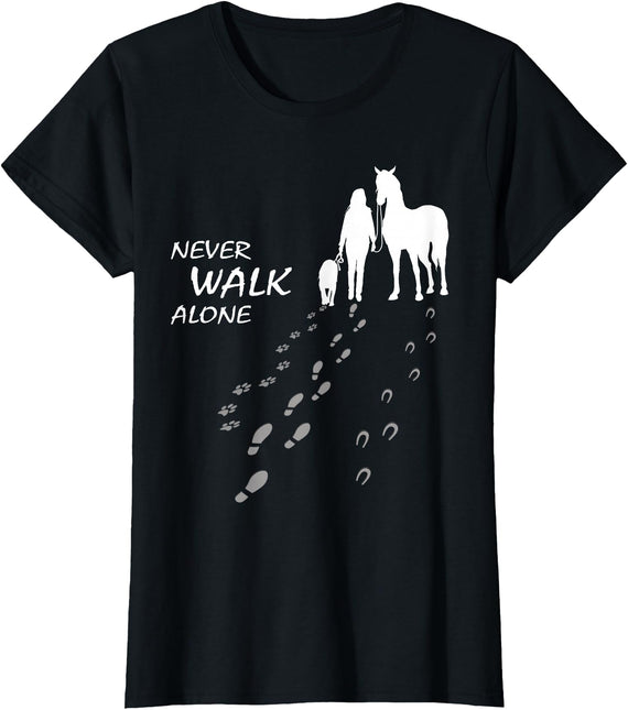Grazy Dog - Doglover Hundeliebhaber Dog horse - never walk alone - horse fan dog lover T-Shirt - Black