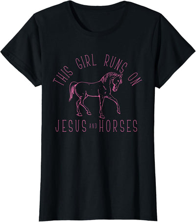 We Love Horses - Riding T-Shirts & Gifts Horses & Jesus - Christian Horseback Riding Gift T-Shirt