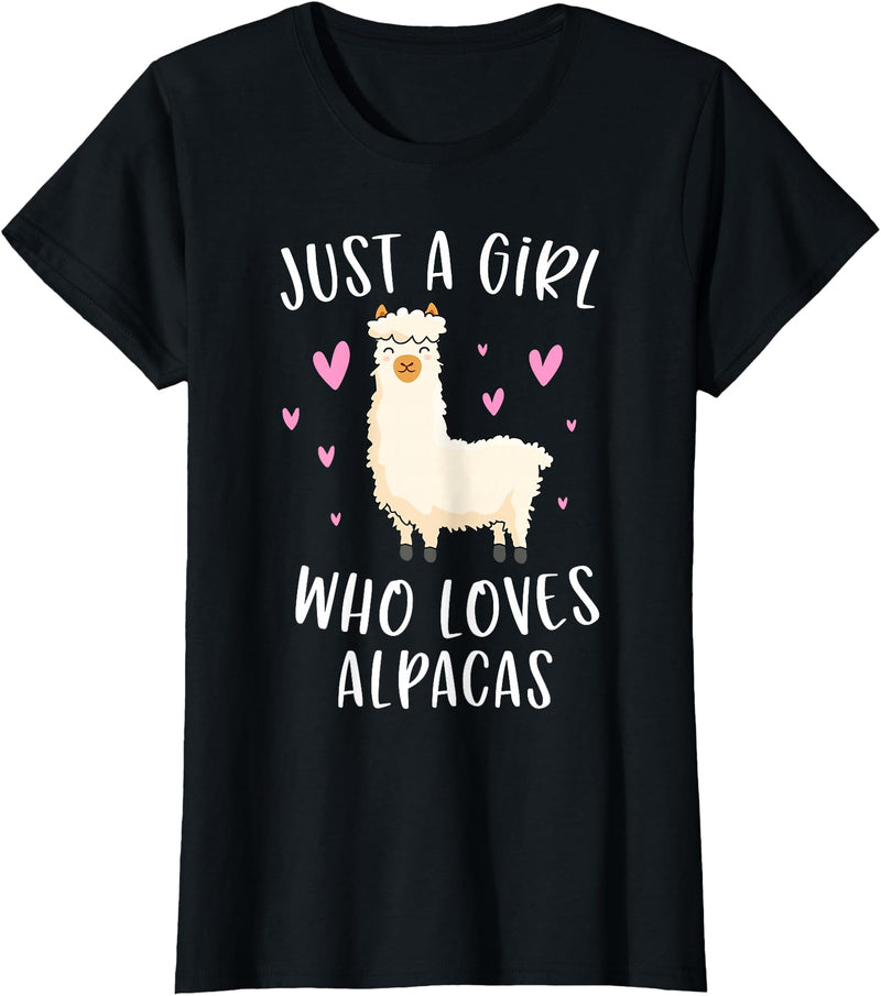 Cute Alpaca Llama Lover Clothing Gifts For Women Just A Girl Who Loves Alpacas Funny Alpaca Gifts for Girls T-Shirt - Black