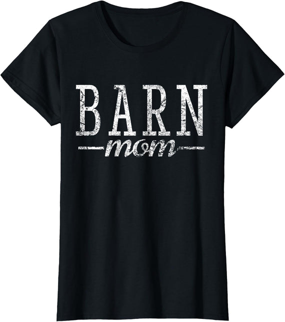 Funny Horse Lover Gift Riding Stable Barn Mom Horse Horses Retro T-Shirt - Black