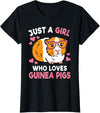 KATYLIN Just A Girl Who Loves Guinea Pigs Cute Women Girls Kids T-Shirt - Black