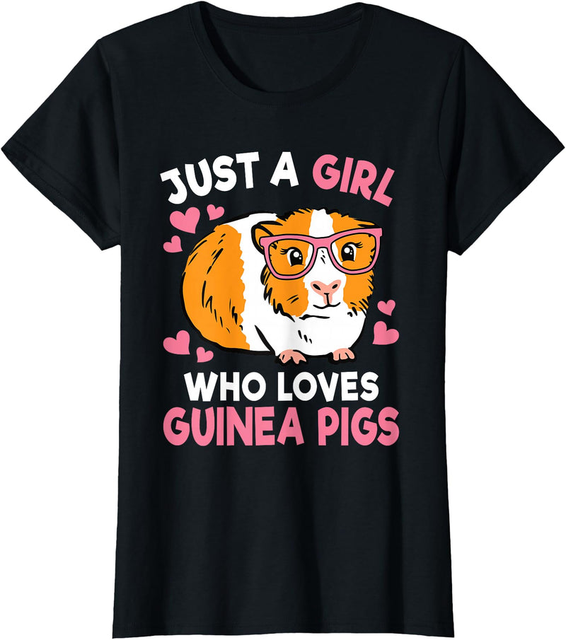 KATYLIN Just A Girl Who Loves Guinea Pigs Cute Women Girls Kids T-Shirt - Black