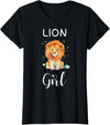 Lion Girl TShirtz & More Funny Lion Girl Shirt Artistic Cute Animal Lion Lover T-Shirt - Black