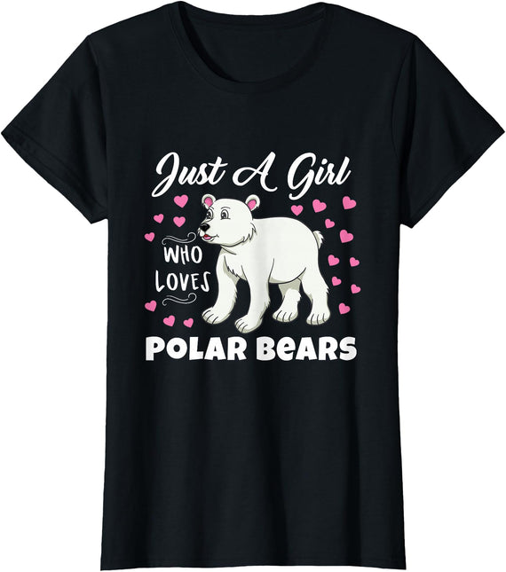 Hiking Lover Design Just A Girl Who Loves Polar Bears T-Shirt - Black