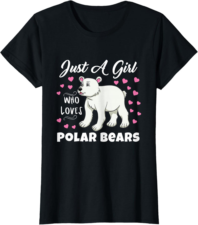 Hiking Lover Design Just A Girl Who Loves Polar Bears T-Shirt - Black